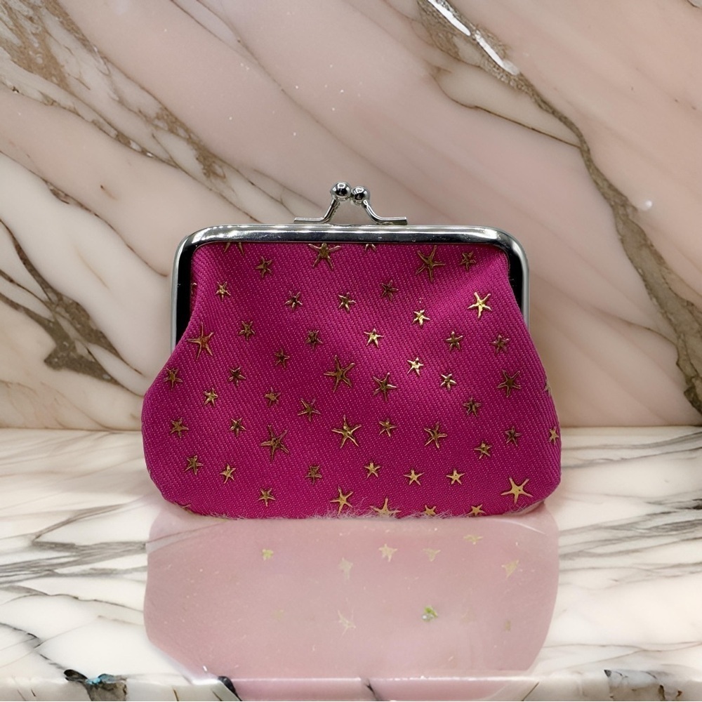 Star Print Jean Coin Purse in red - Picture 2 of 3